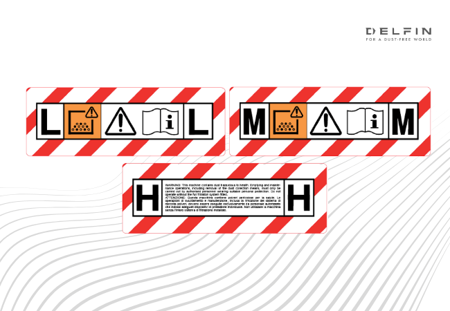Labels der Staubklassen L M und H